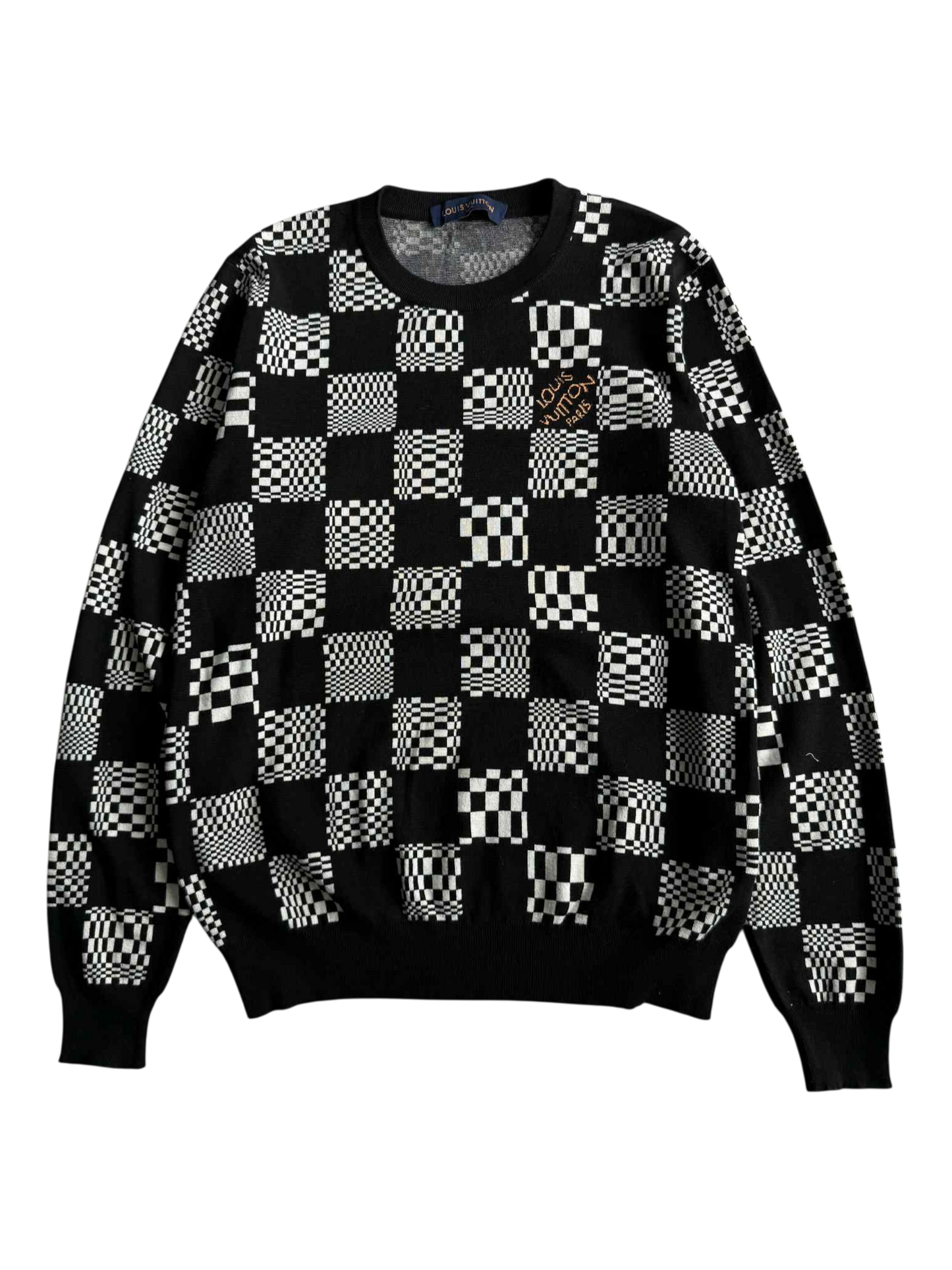 Louis Vuitton White & Black Damier Crewneck
