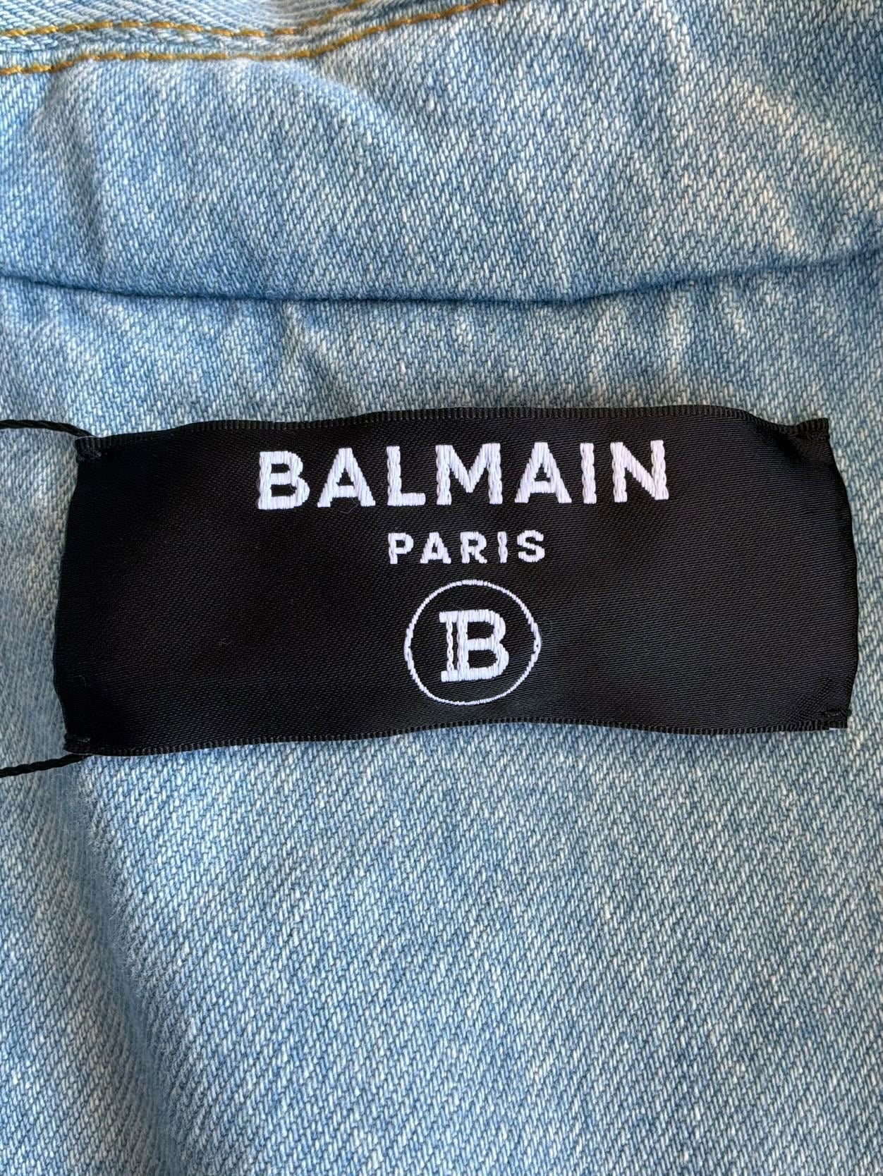 Balmain Womens Crop Denim Jacket