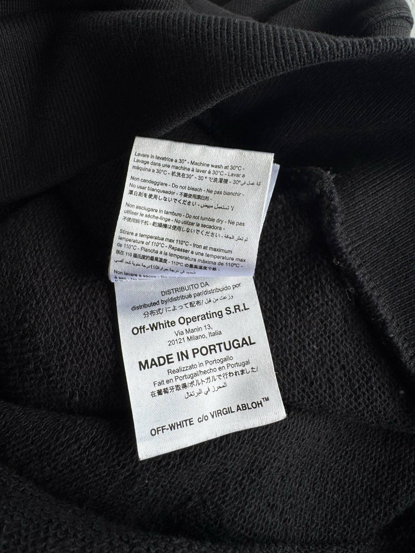 Off White Diagonal Stripe Zip Hoodie