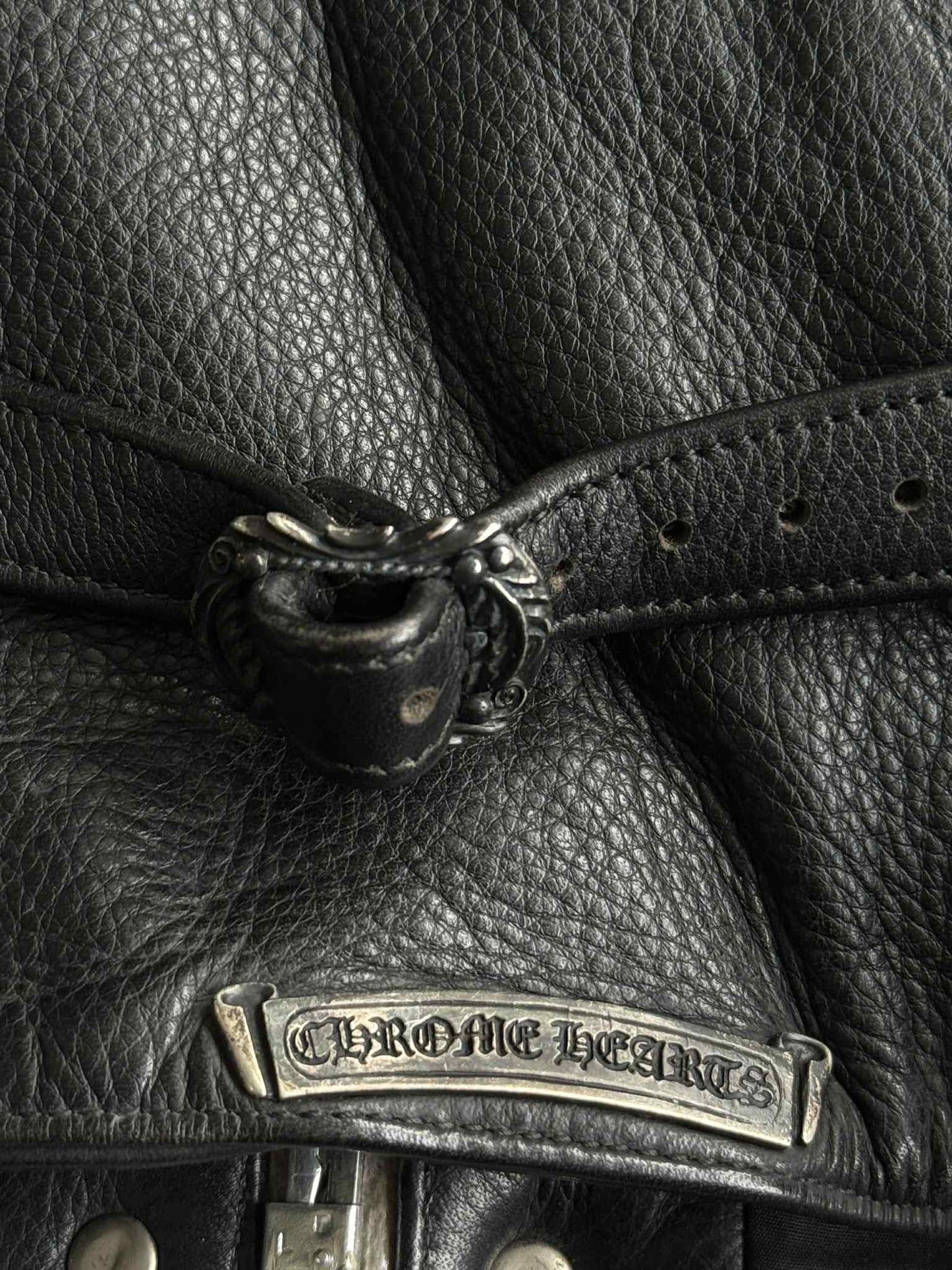 Chrome Hearts Shearling Lined Leather Silver Cross Vest