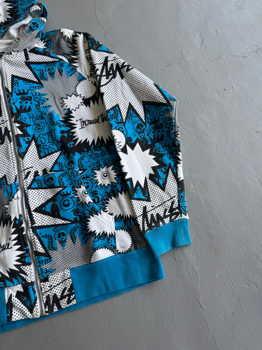 00’s Stussy Full Print Zip Hoodie