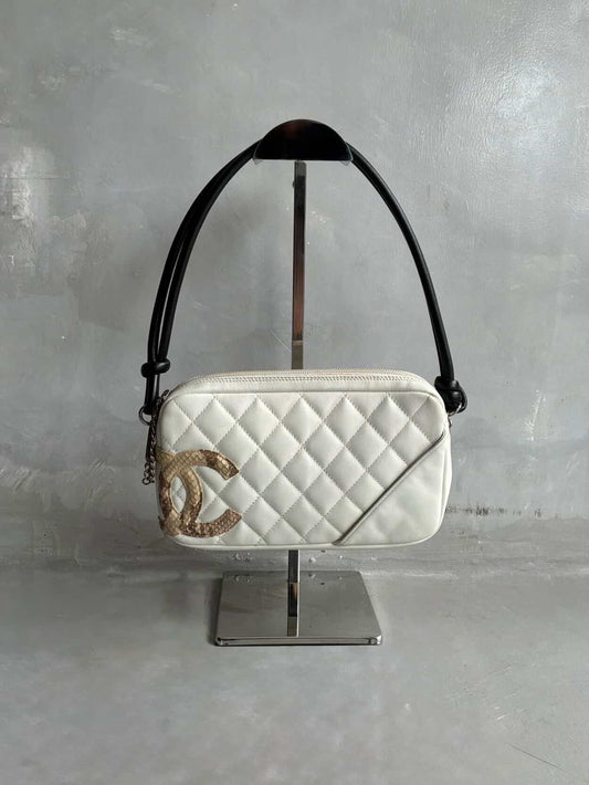 Chanel Ligne Cambon Snakeskin CC Pochette Bag