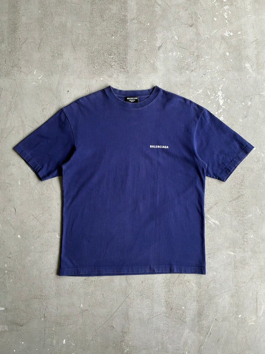 Balenciaga Script Mullet Blue Tee
