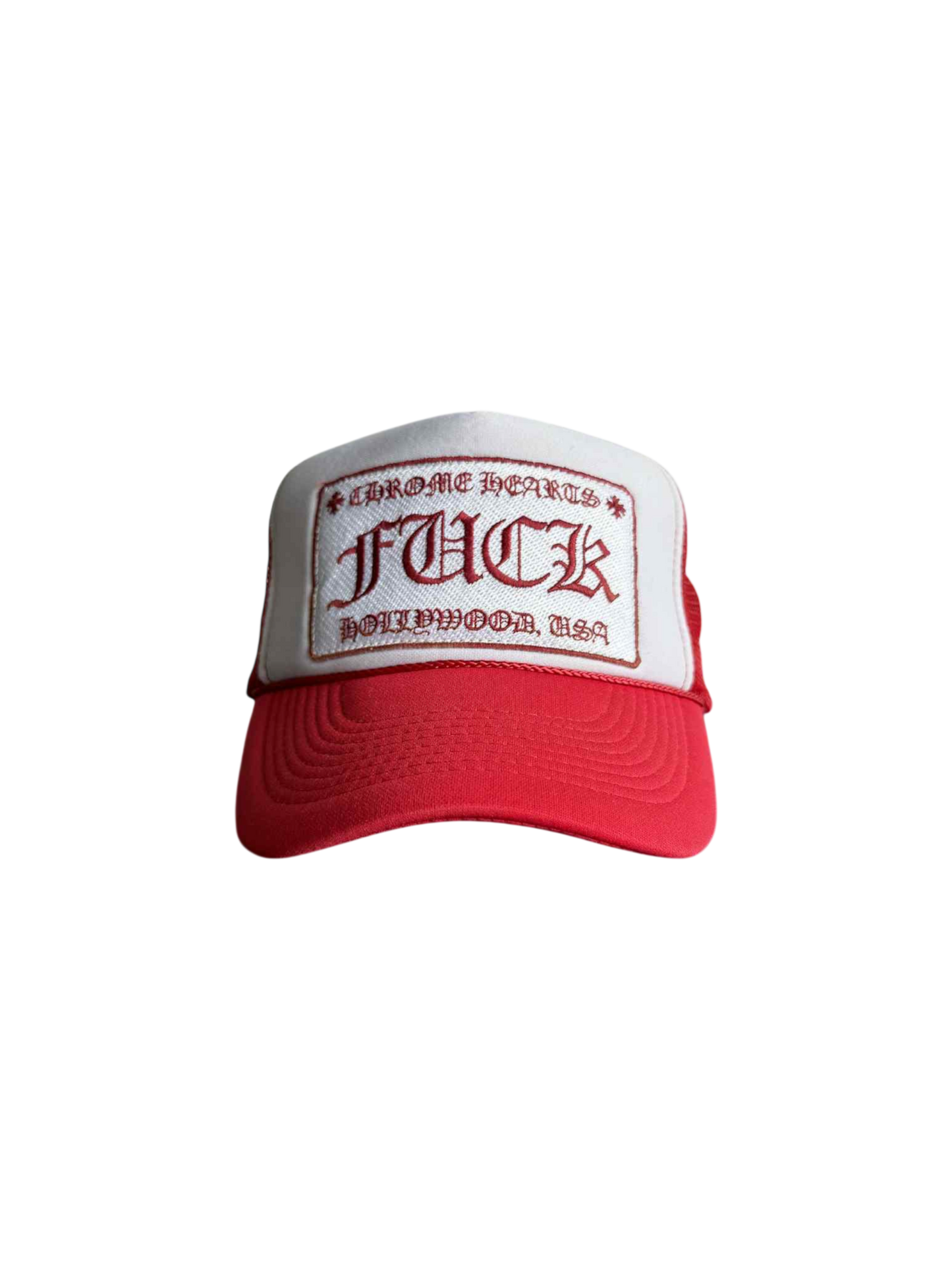 Vintage Chrome Hearts FUCK Red Trucker Hat