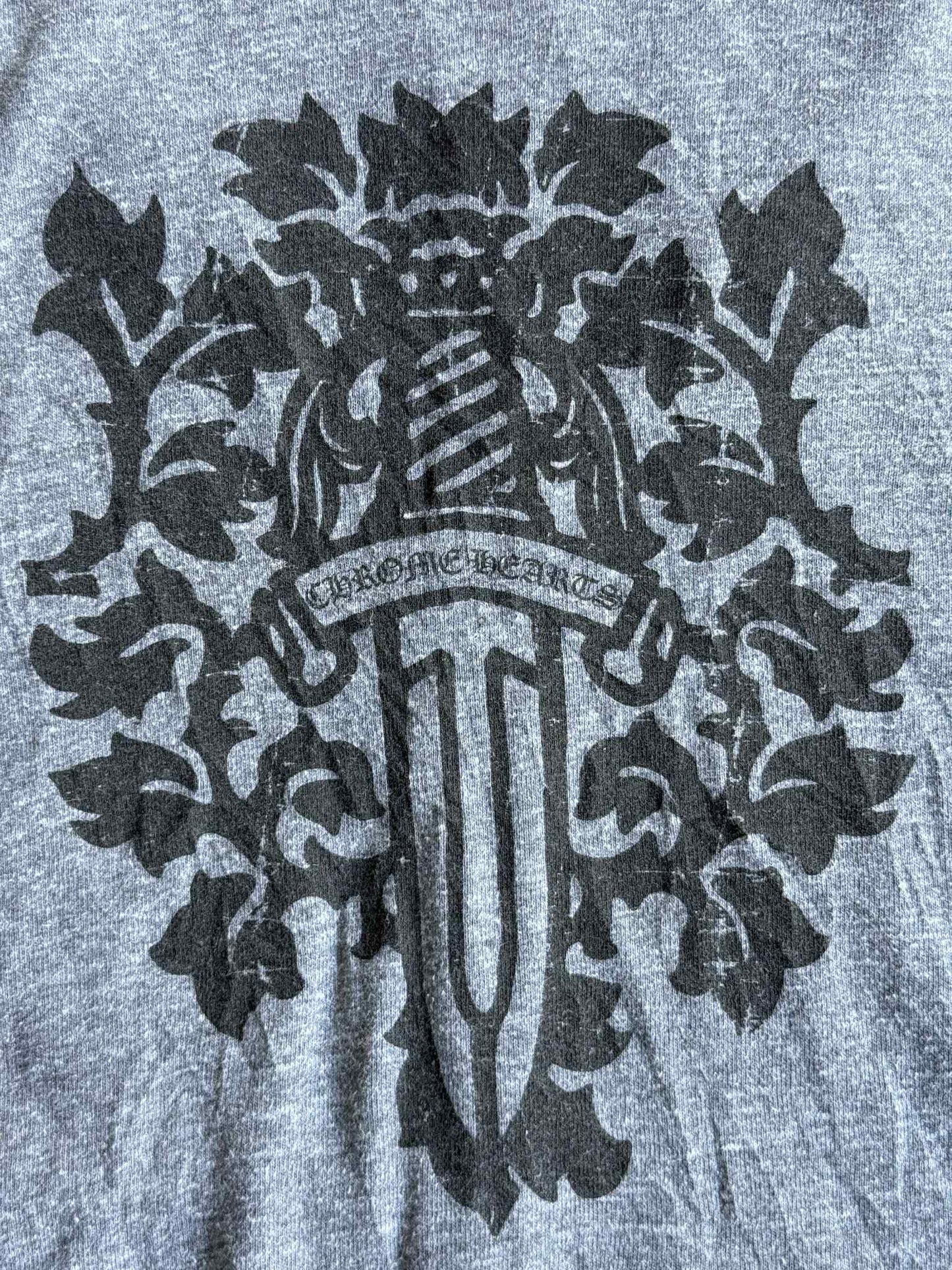 Chrome Hearts Floral Dagger Logo Grey Zip up Hoodie
