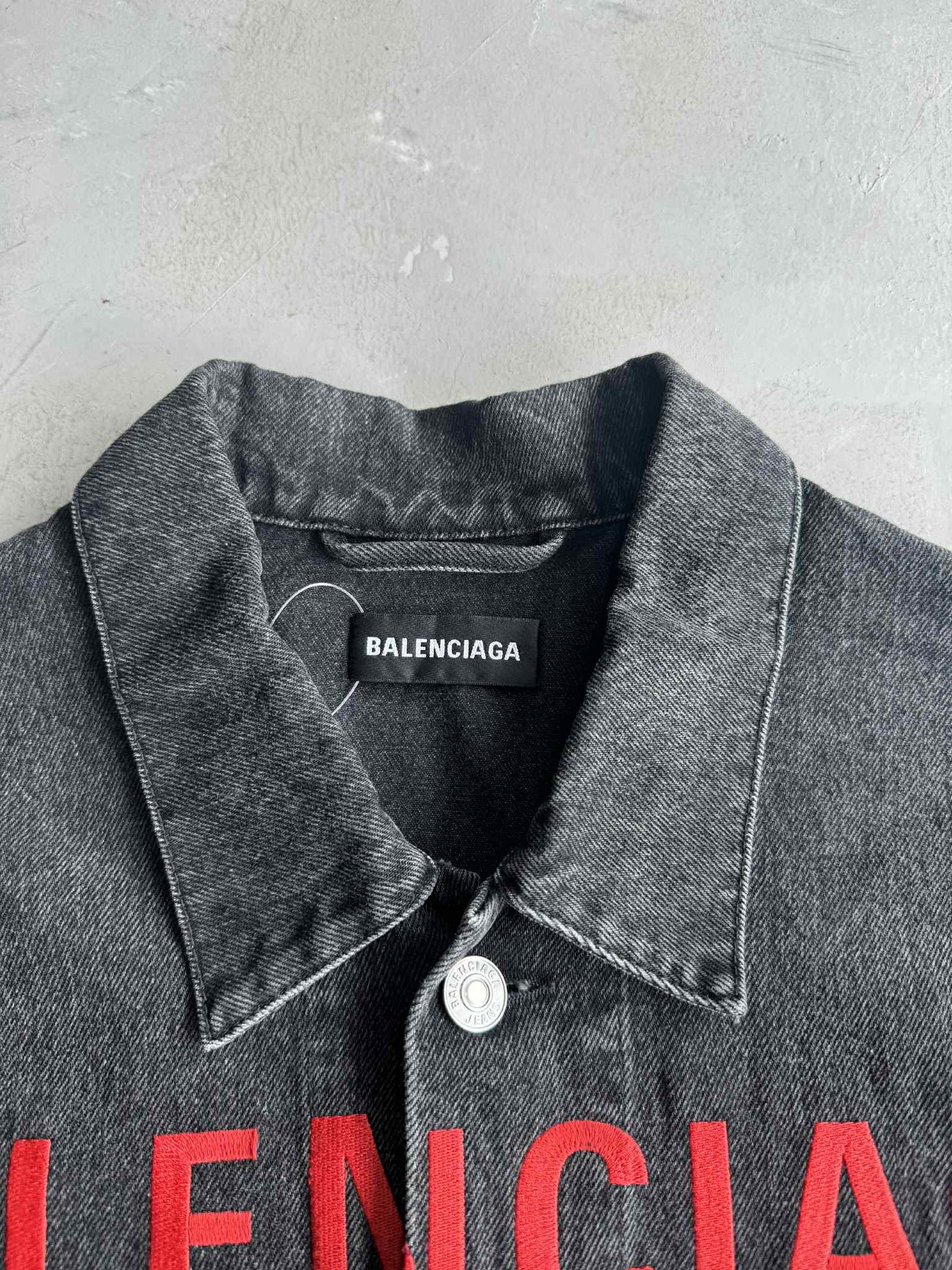 Balenciaga Embroidered Logo Denim Jacket