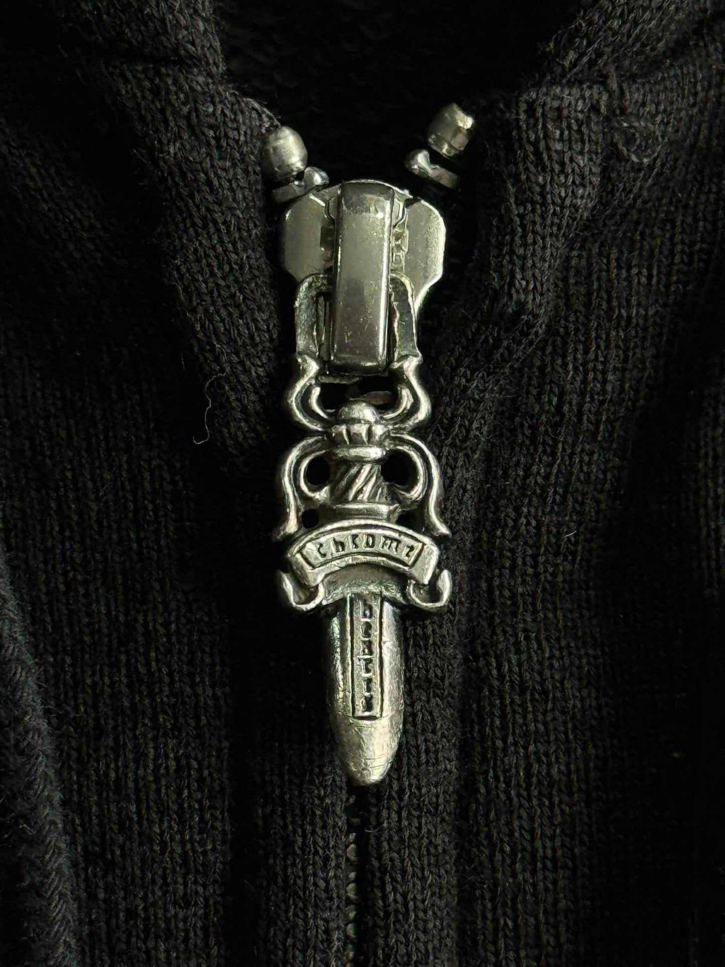 Vintage Chrome Hearts Cross Patched Silver Zip Hoodie