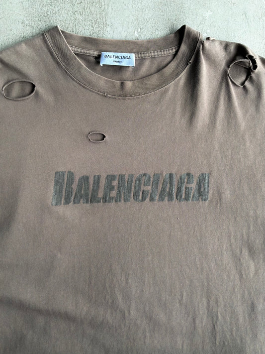 Balenciaga Script Distressed Tee
