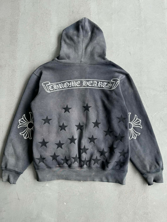 Chrome Hearts Perfect Fade Scroll and Star Thermal Zip Hoodie
