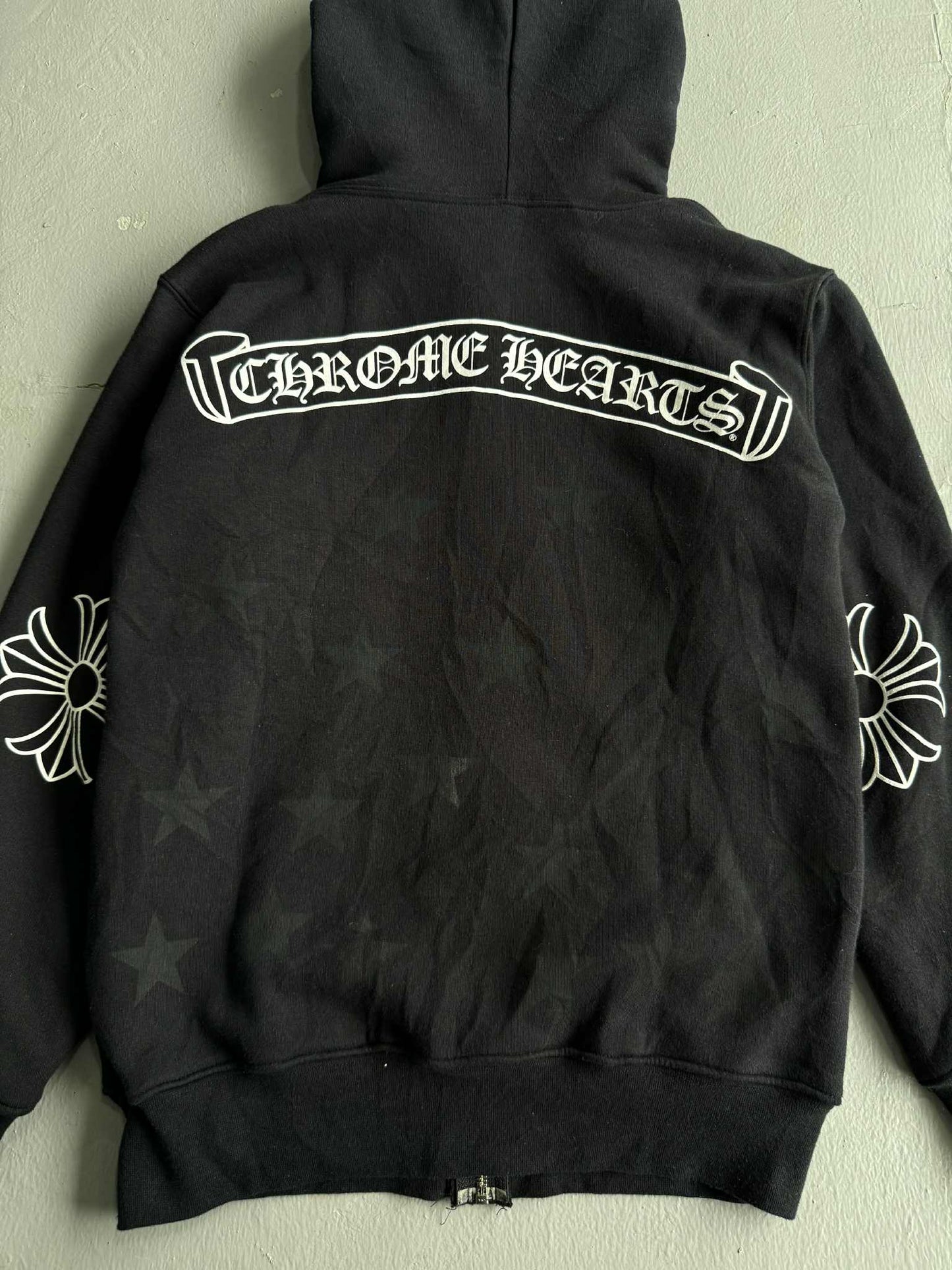 Chrome Hearts Vintage Scroll and Stars Zip Hoodie