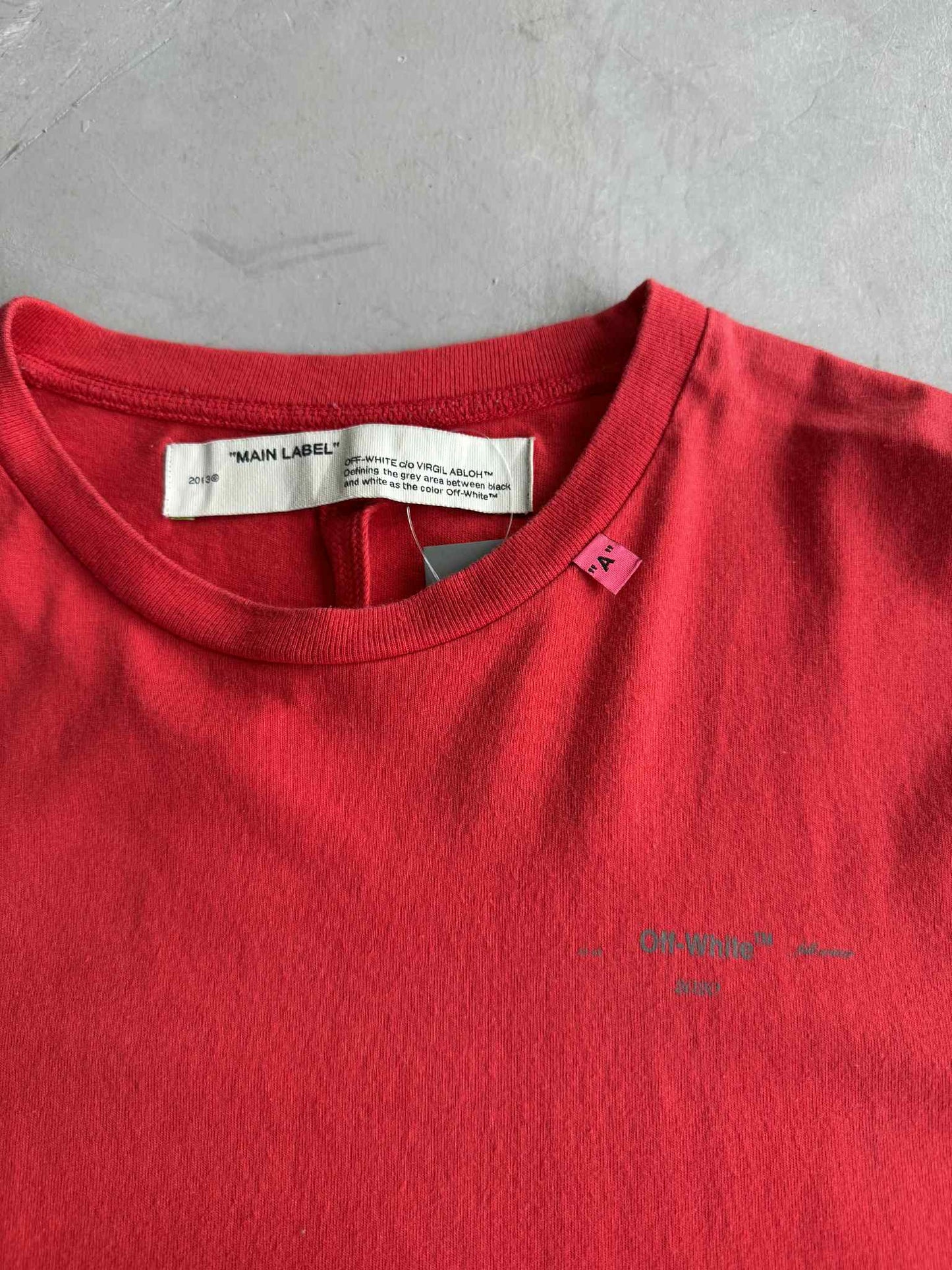 Off White Red Unfinished Arrow T shirt