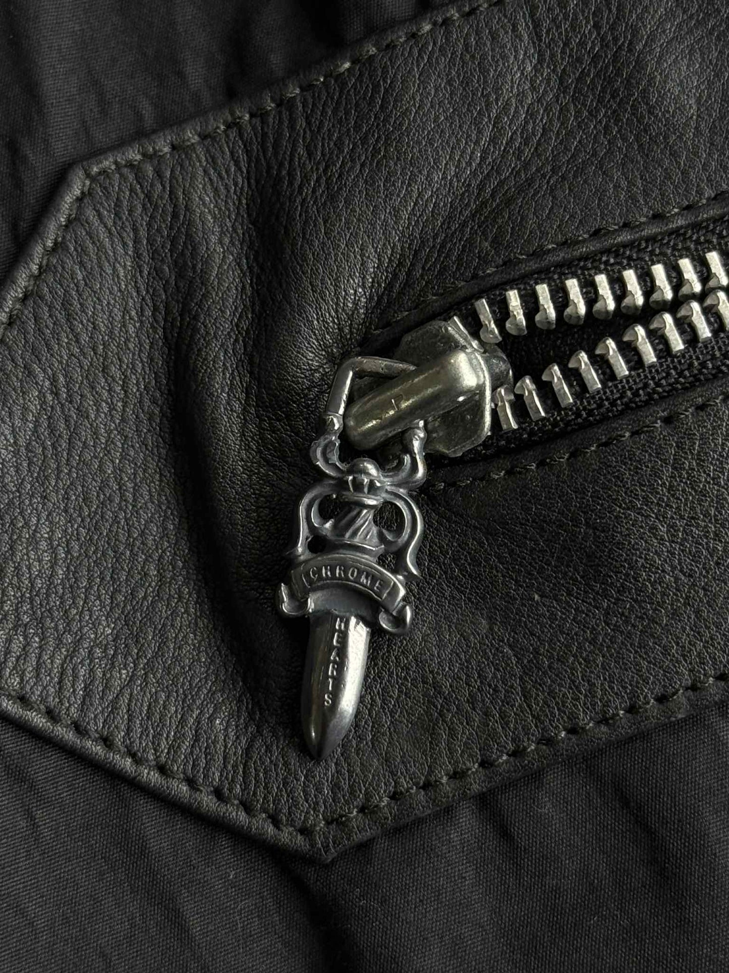 Chrome Hearts Shearling Lined Leather Silver Cross Vest
