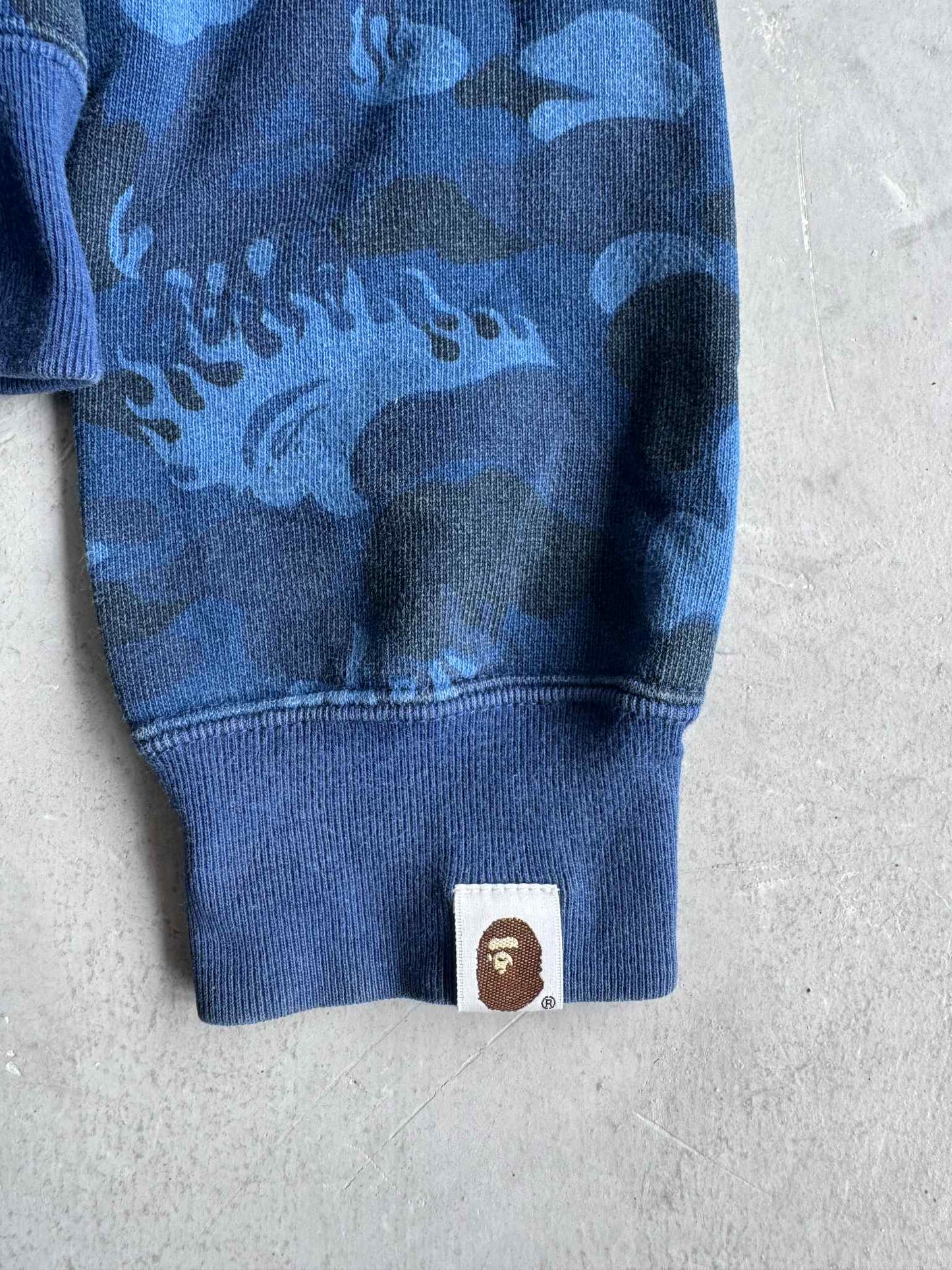 Bape Camou Blue Flames Full Zip Hoodie