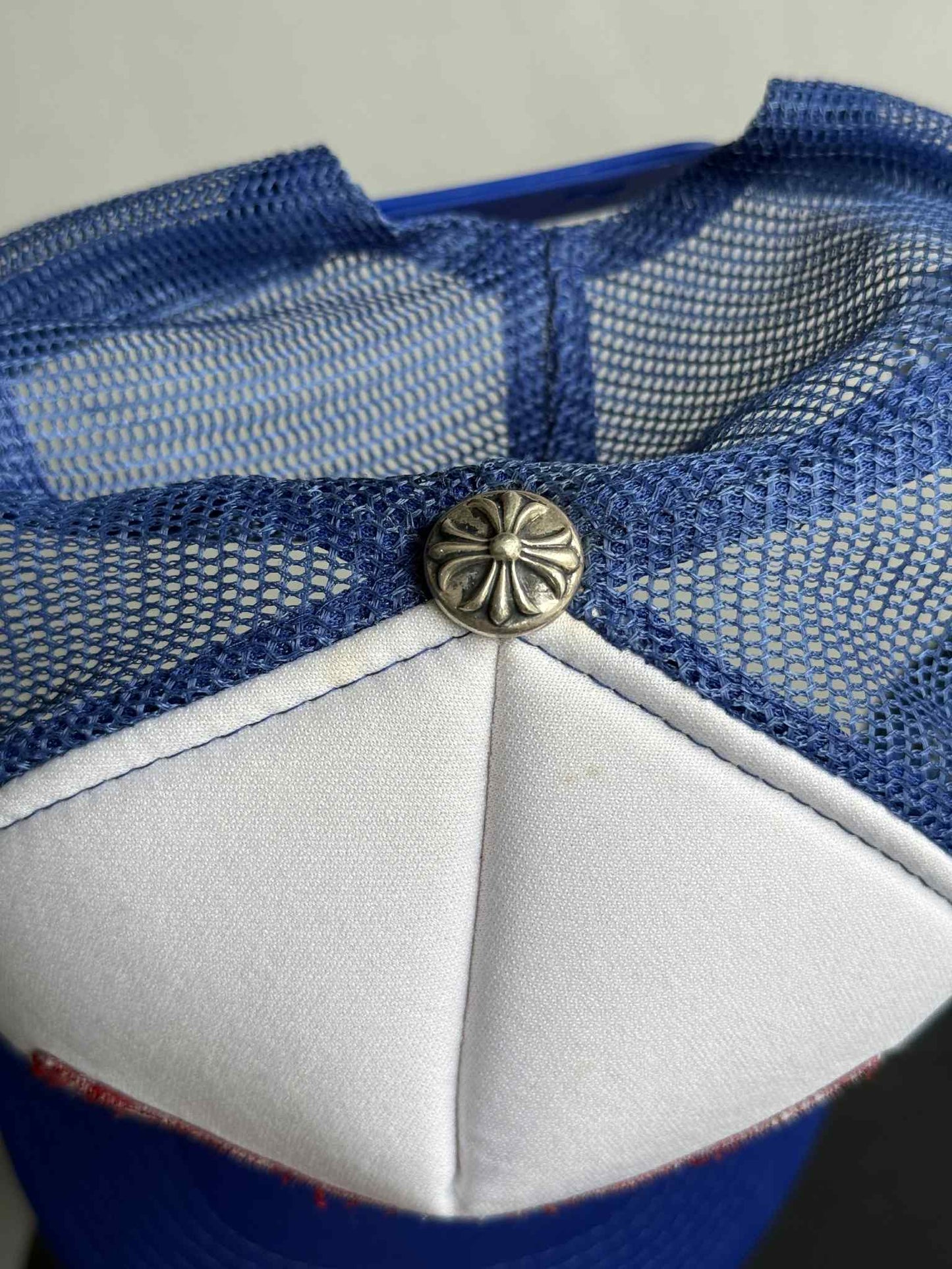 Chrome Hearts Red on Blue Trucker Hat