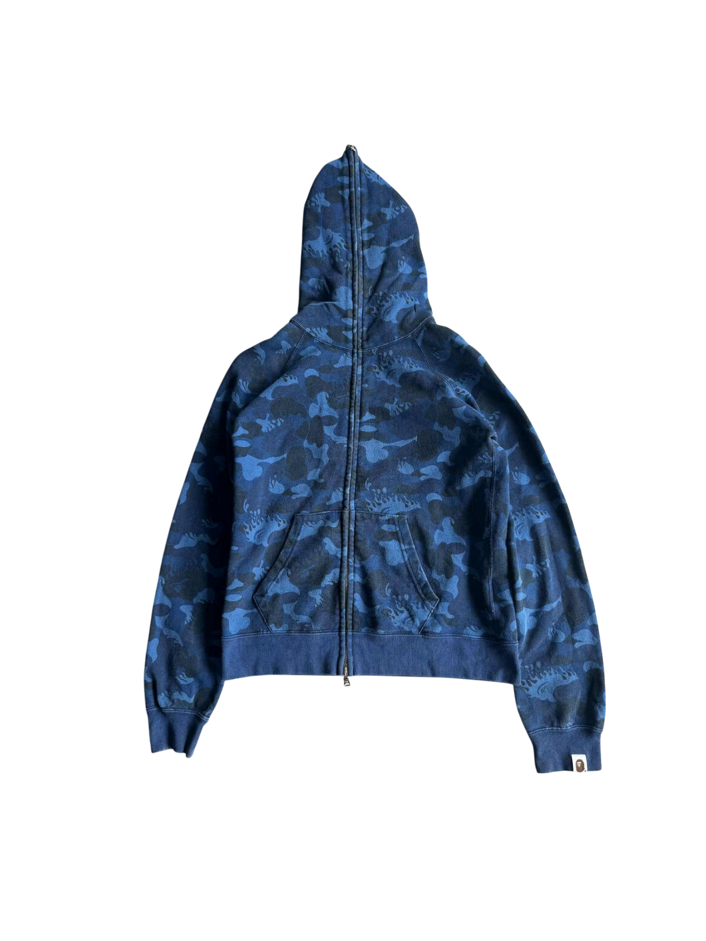 Bape Camou Blue Flames Full Zip Hoodie