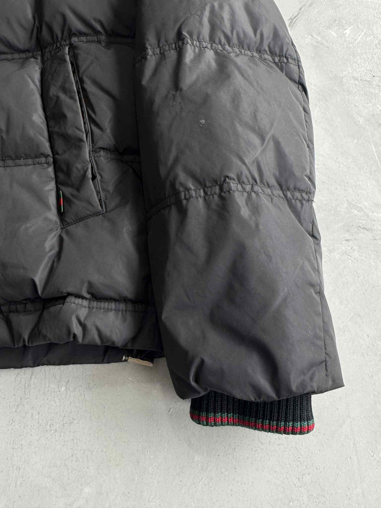 Gucci Vintage Nylon And Leather Puffer Jacket