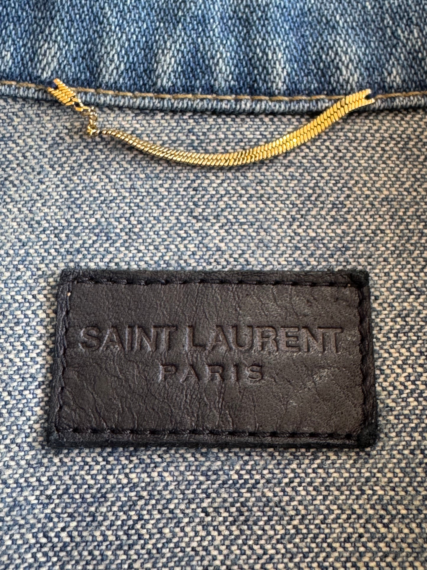 Saint Laurent Paris Belted Denim Coat