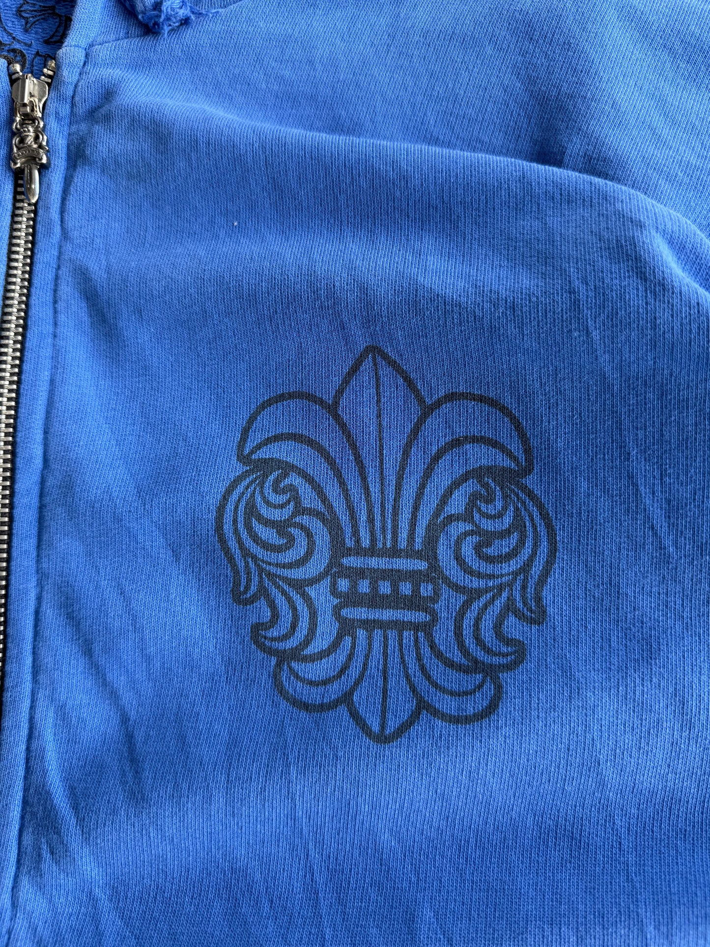 Chrome Hearts Side T-Bar Blue Zip Hoodie