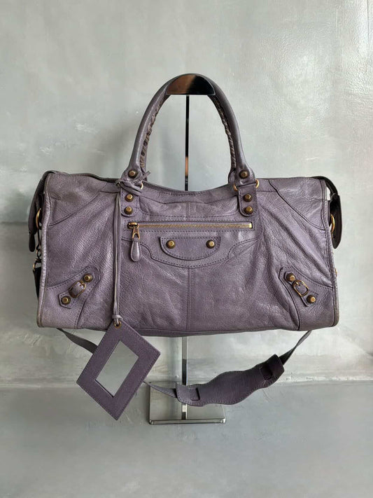 Balenciaga City ‘Part Time’ Purple Lambskin Shoulder Bag