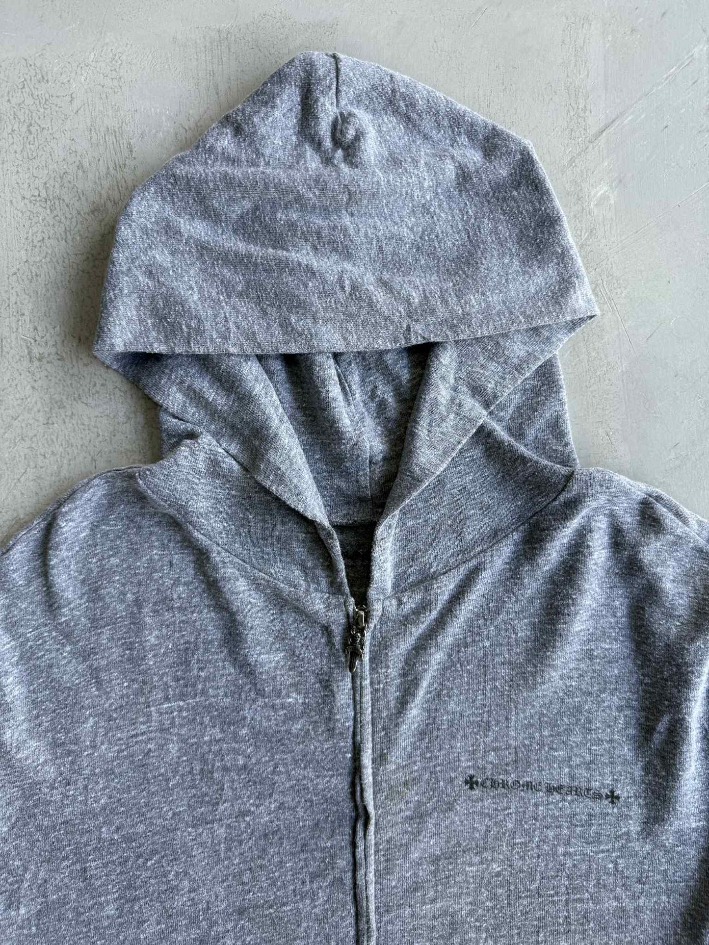 Chrome Hearts Floral Dagger Logo Grey Zip up Hoodie