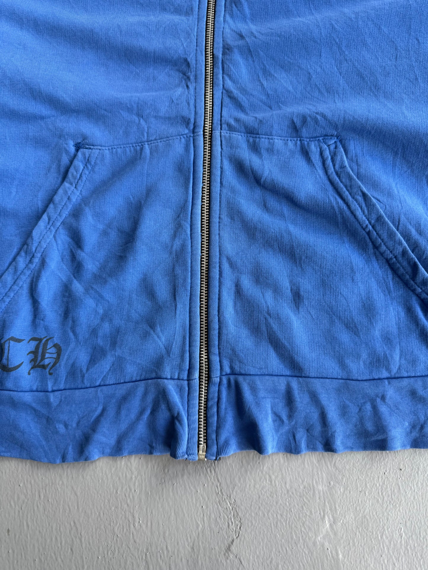 Chrome Hearts Side T-Bar Blue Zip Hoodie