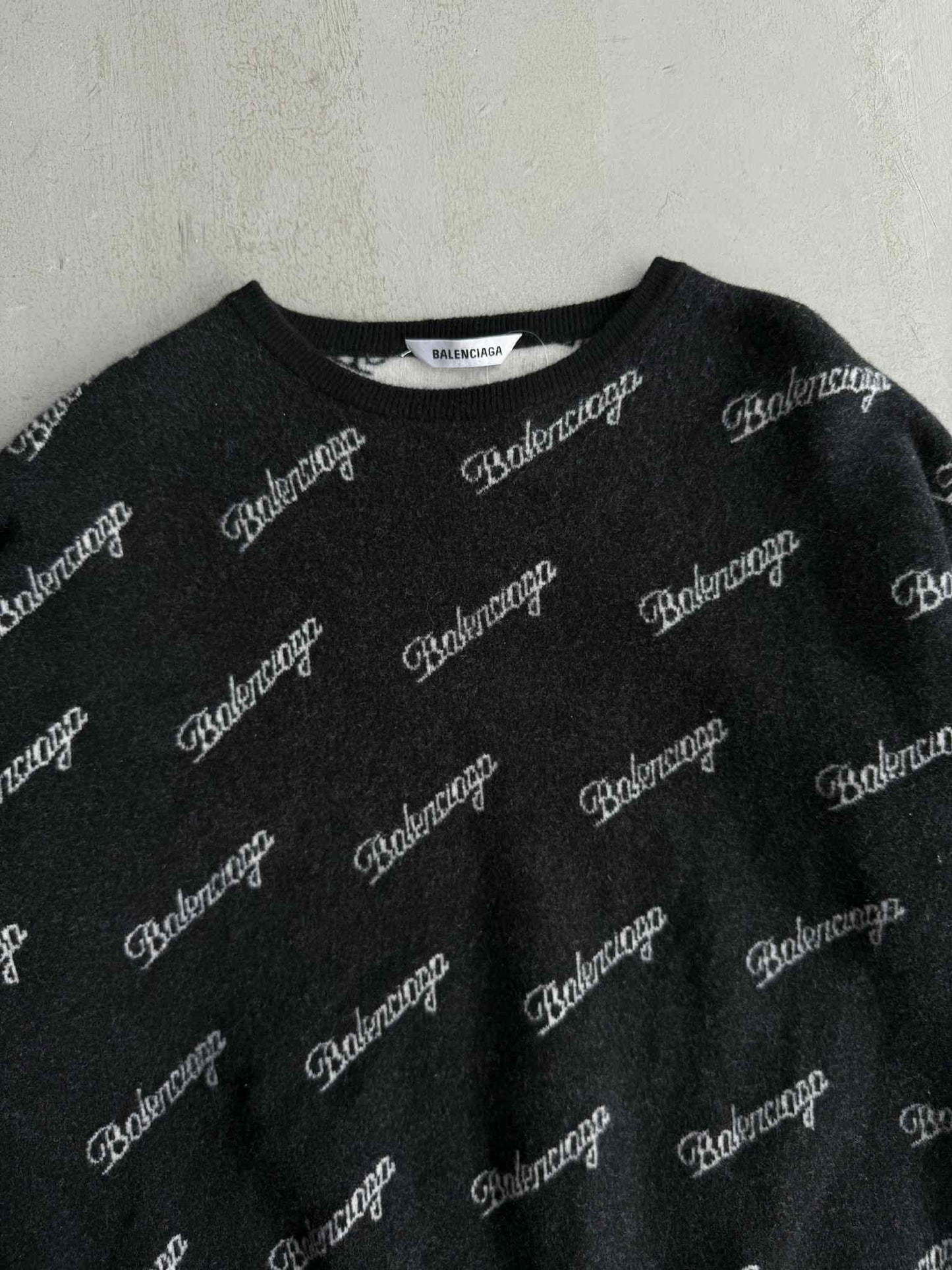 Balenciaga All Over Print Logo Sweater
