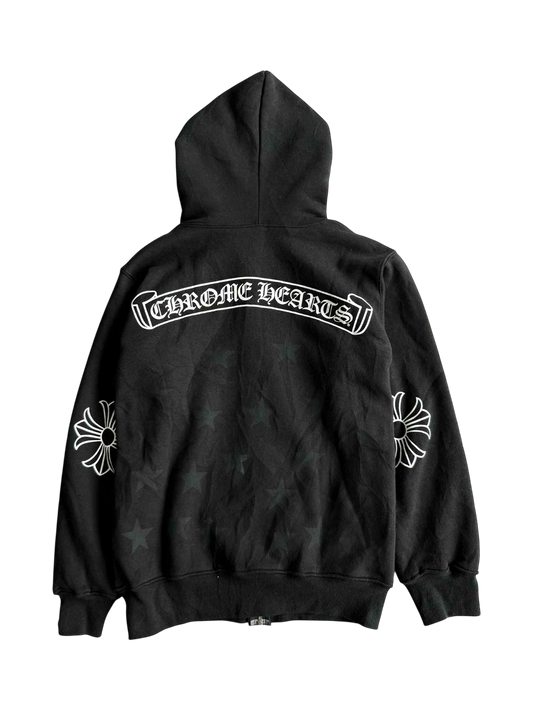 Chrome Hearts Vintage Scroll and Stars Zip Hoodie