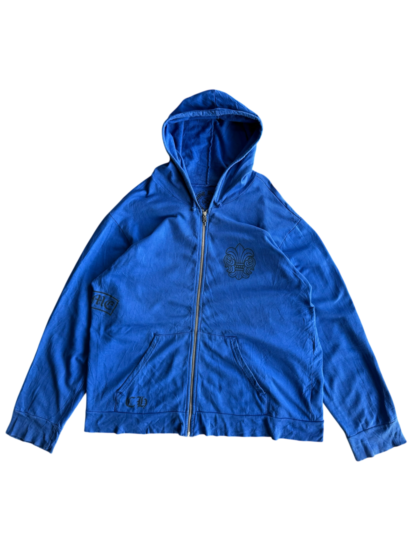 Chrome Hearts Side T-Bar Blue Zip Hoodie