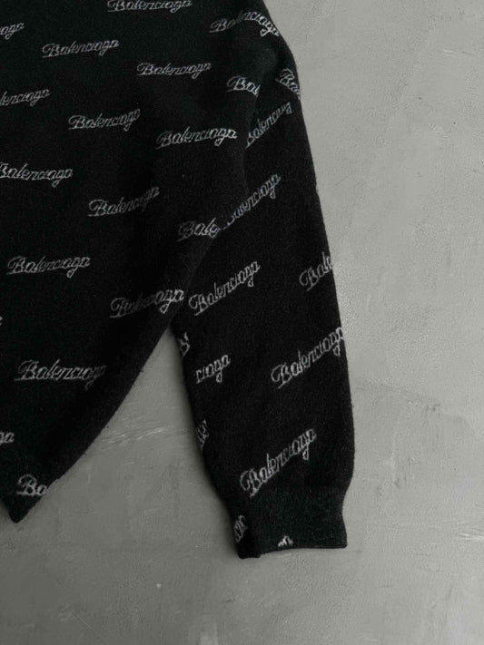 Balenciaga All Over Print Logo Sweater
