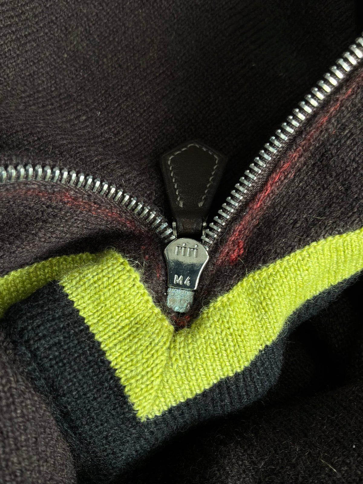 Hermes Brown Wool Quarter Zip Crewneck