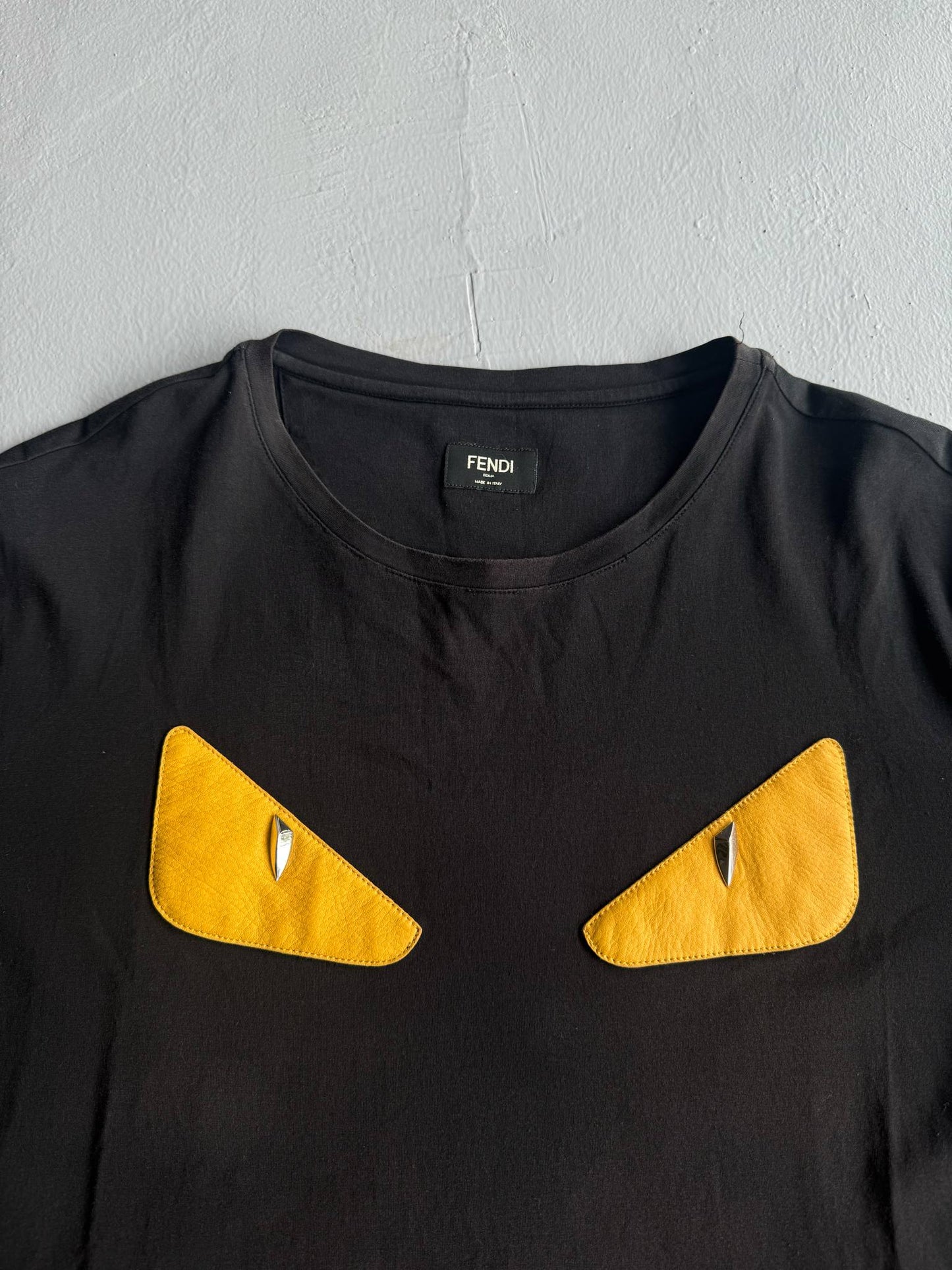 Fendi ‘Monster’ Leather Logo Tee