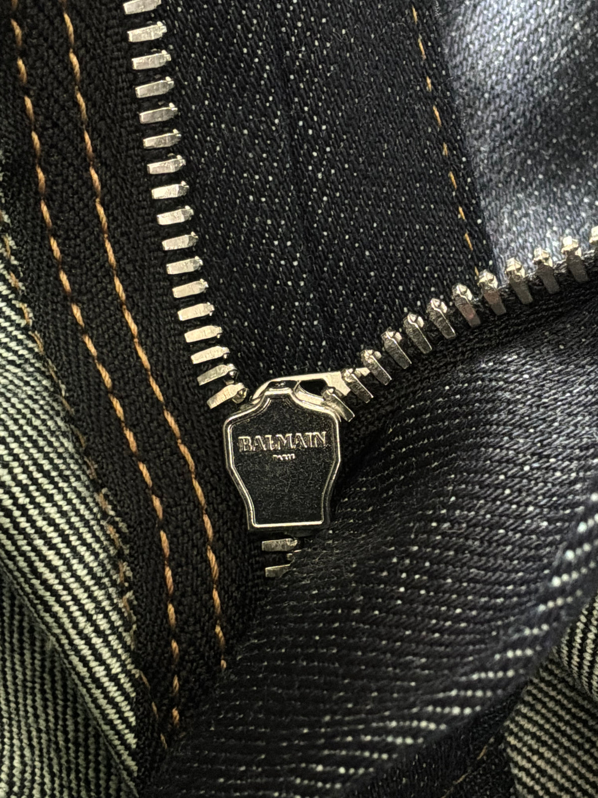 Balmain Homme Curved Cut Blue Denim Biker Jeans
