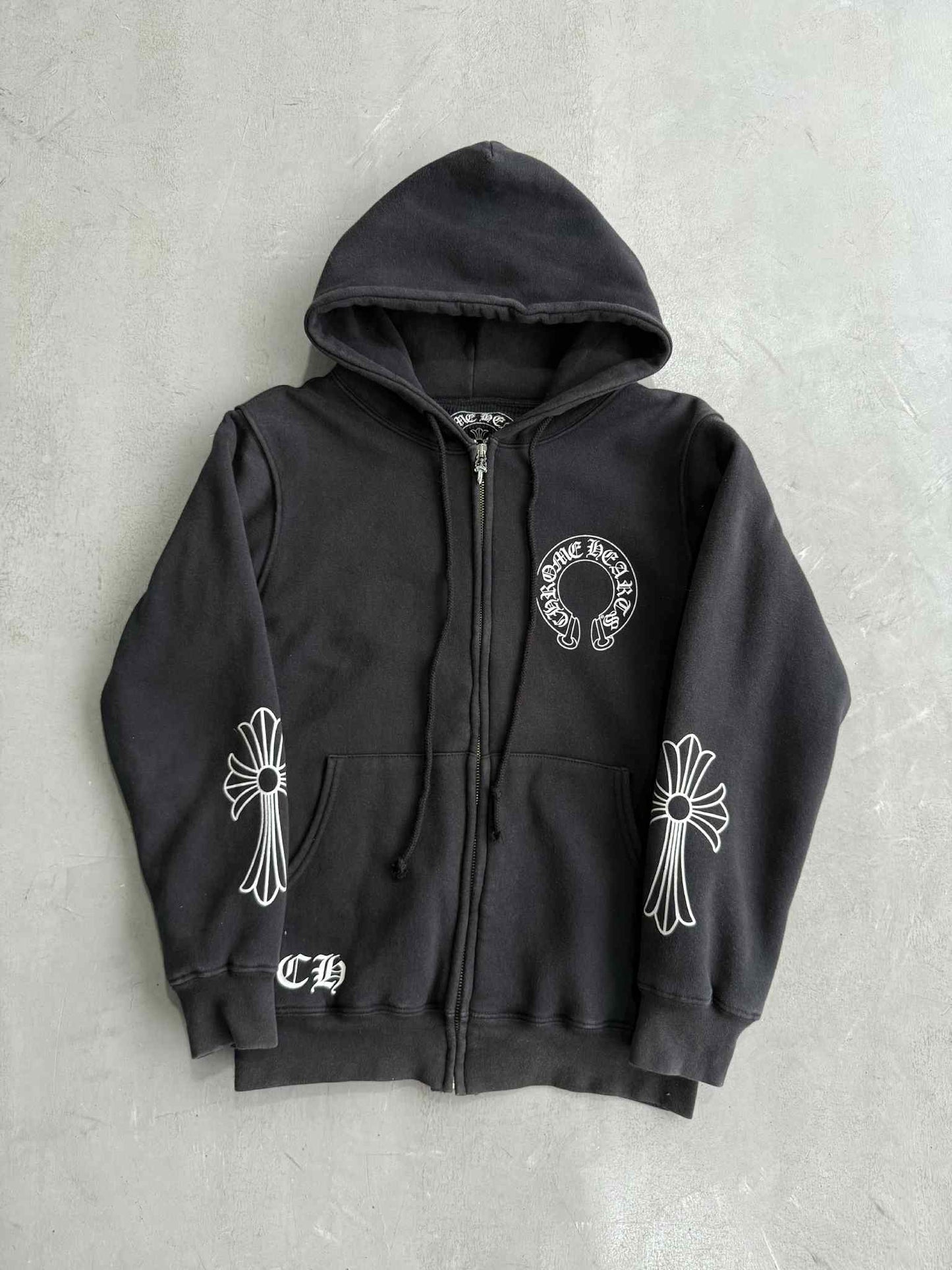 Chrome Hearts Scroll Logo Thermal Zip Up Hoodie