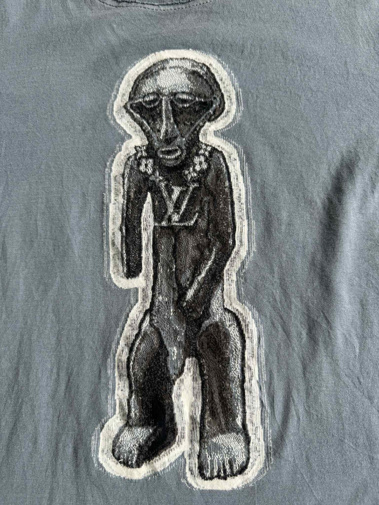 Louis Vuitton Stone Blue Cotton Zulu Statue tee