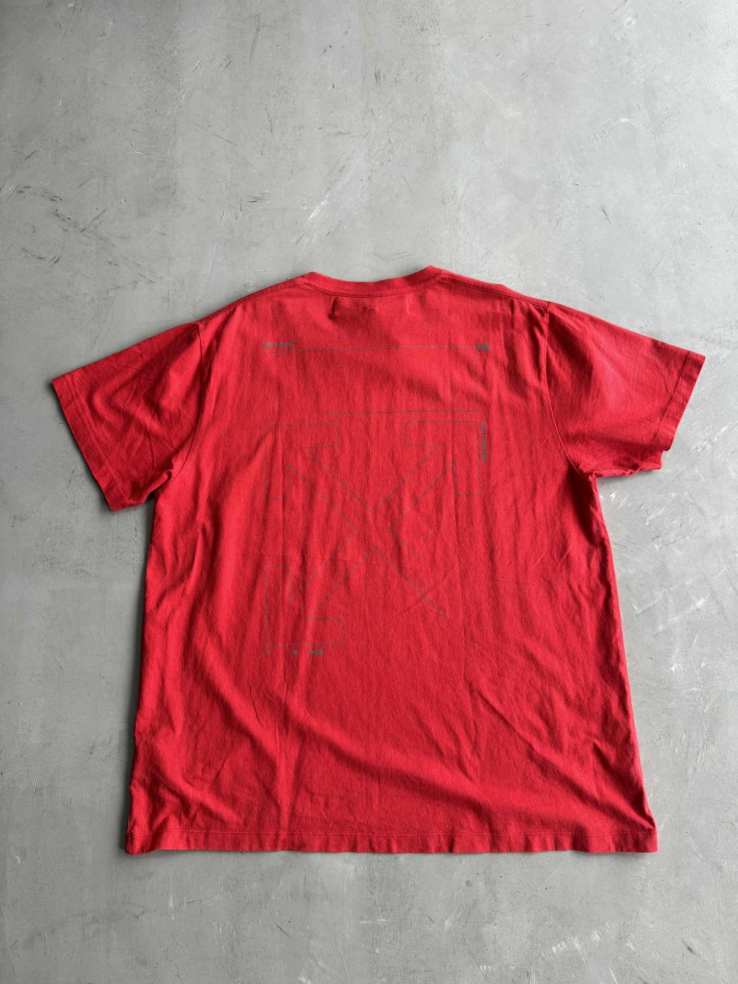 Off White Red Unfinished Arrow T shirt