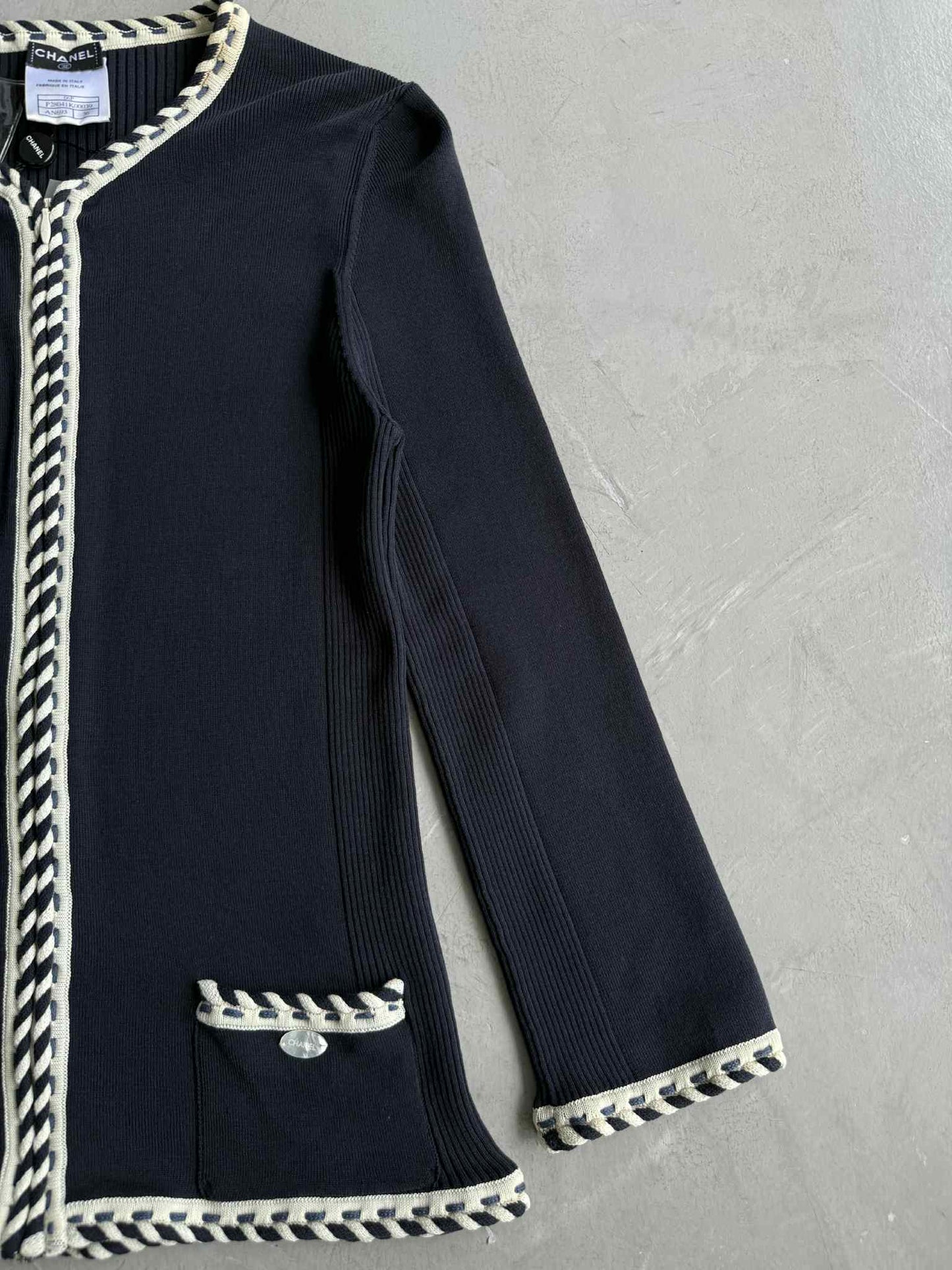 Chanel Zip Up Cardigan