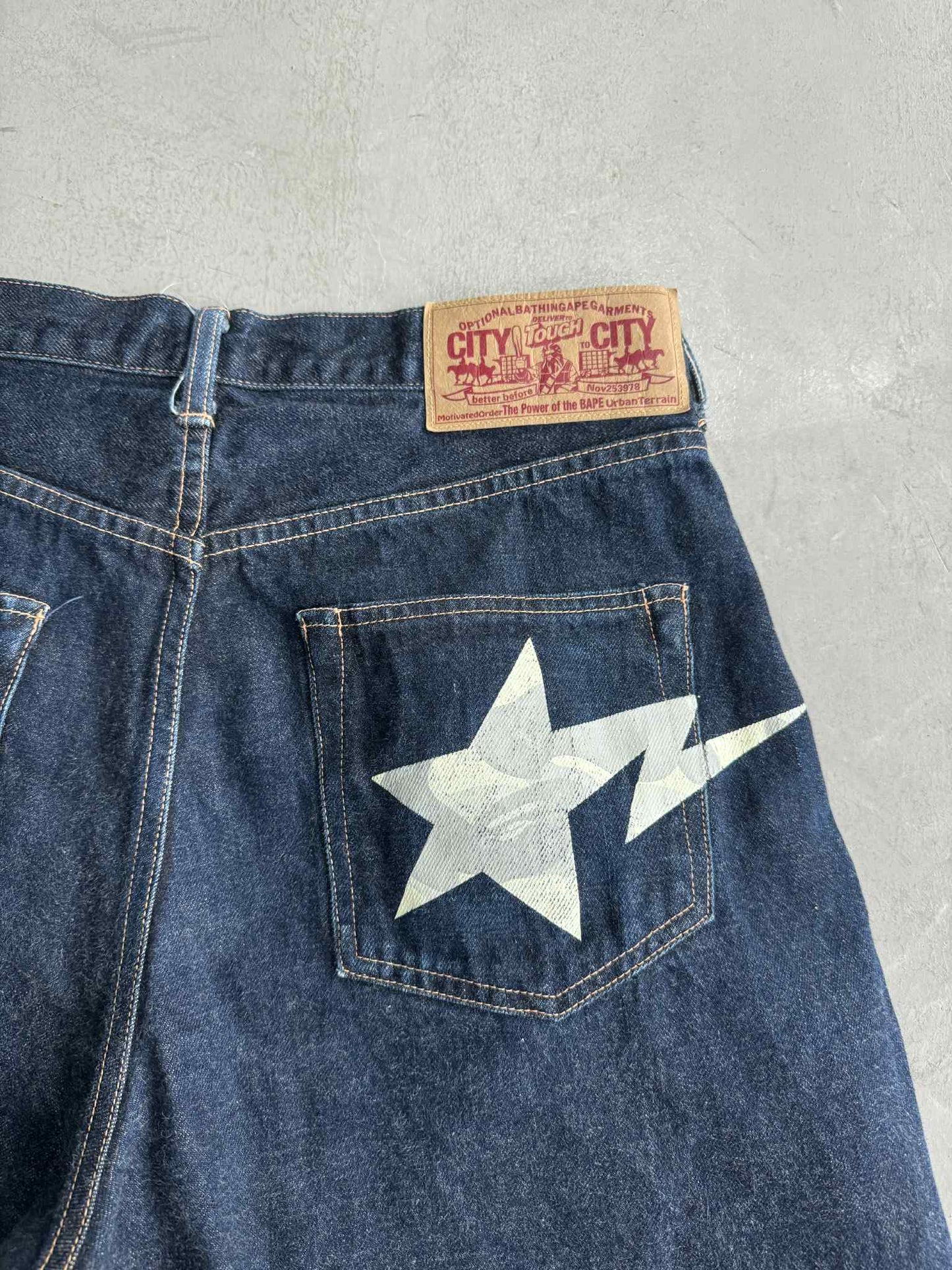 Bape Sta Camou Denim Shorts
