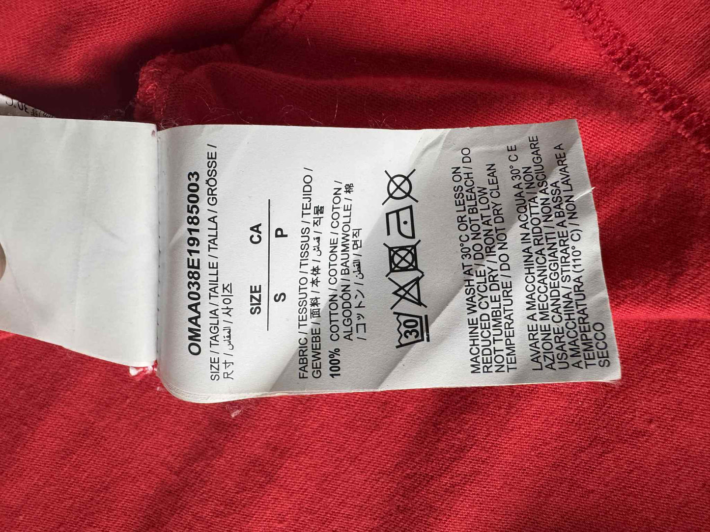 Off White Red Unfinished Arrow T shirt