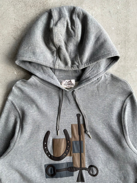 Hermes Leather Patch Pullover Hoodie