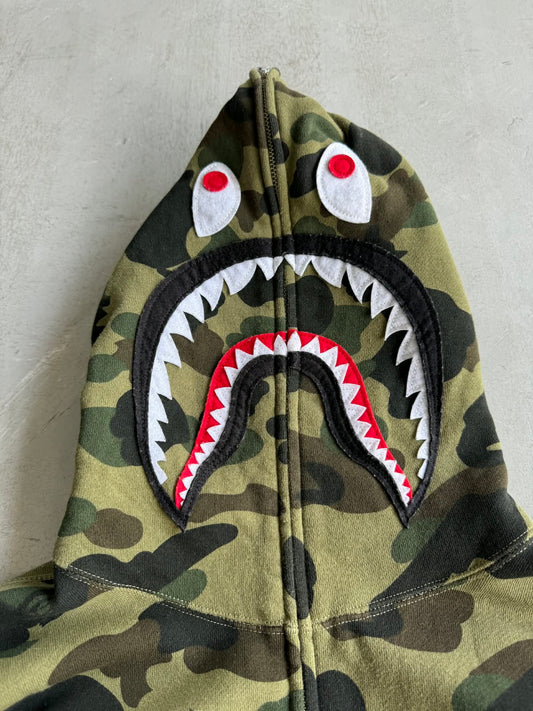 Bape Shark 1st Camo Patch in Green Hoodie