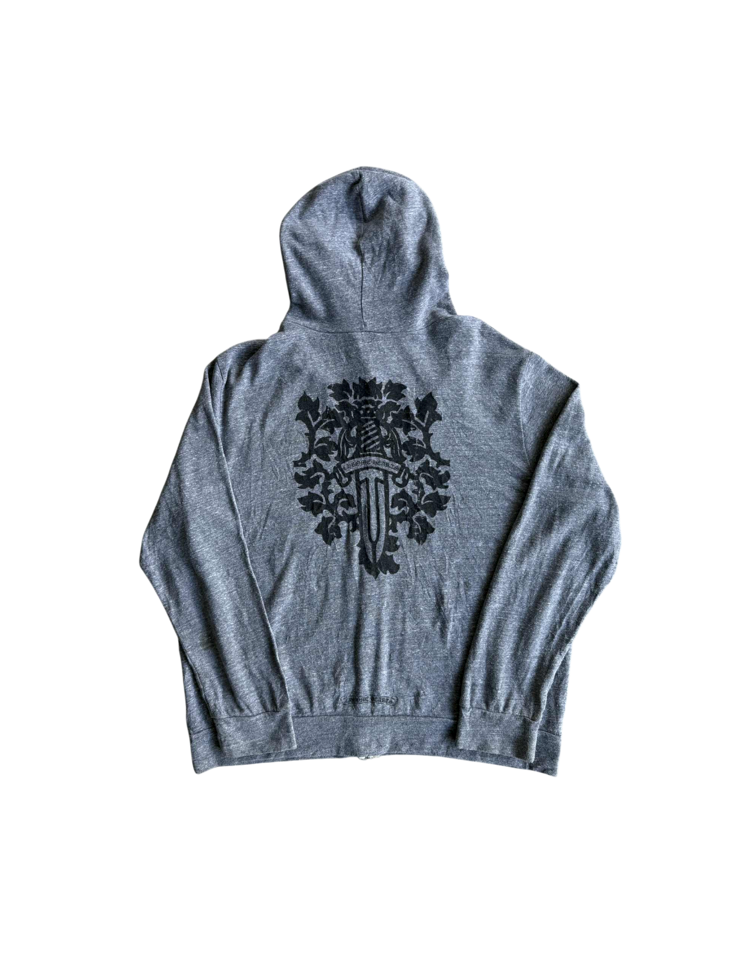 Chrome Hearts Floral Dagger Logo Grey Zip up Hoodie