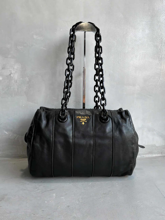 Prada Soft Calfskin Big Chain Shoulder Bag