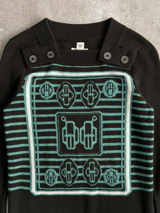 Hermes Geometric Pattern Cashmere Dress