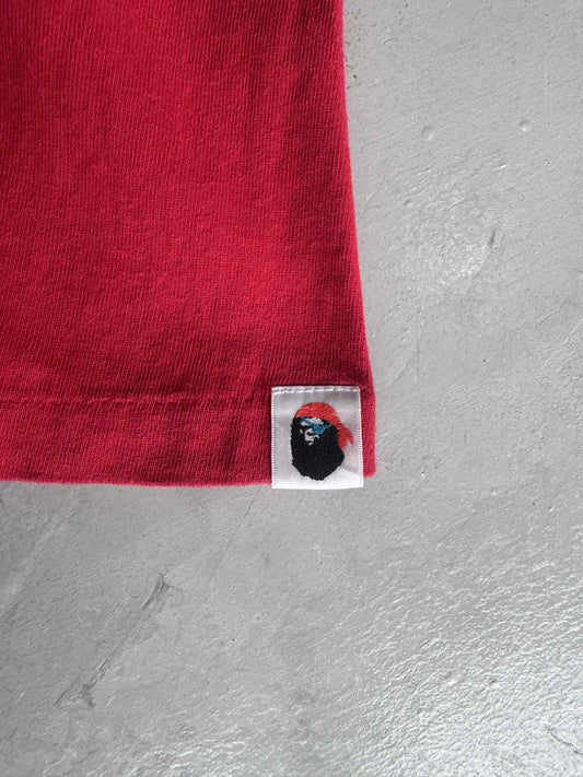 Bape Pirate College Design Red Shirt
