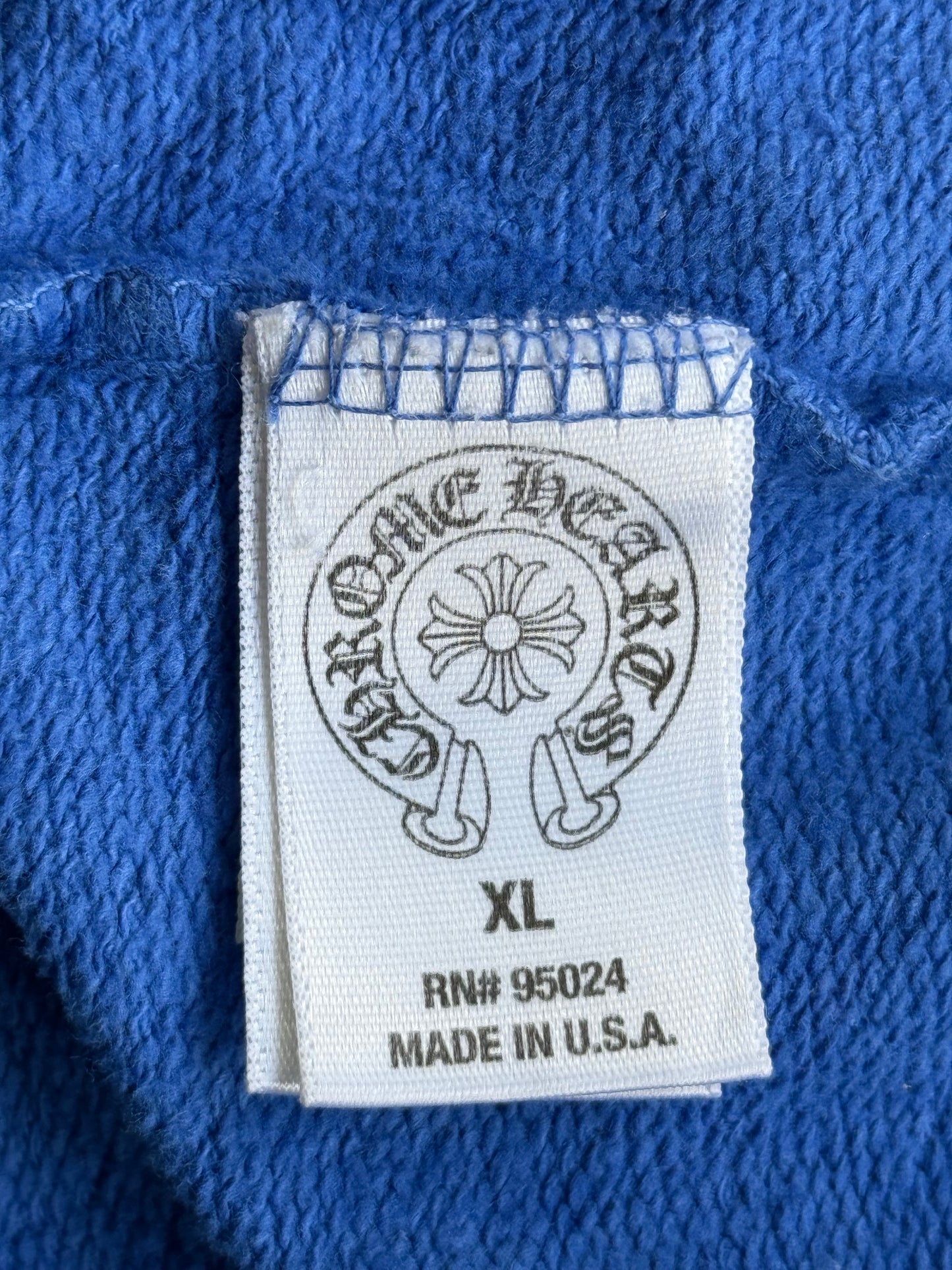 Chrome Hearts Side T-Bar Blue Zip Hoodie