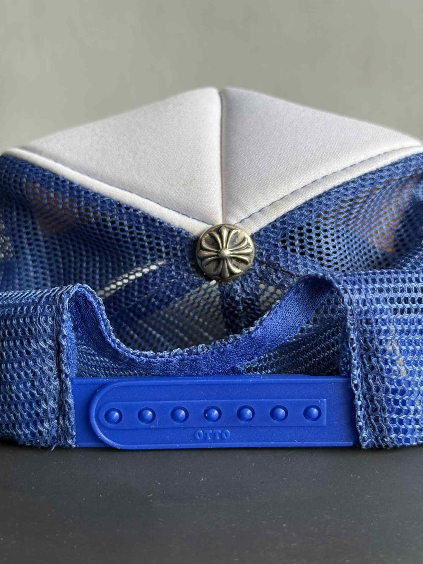 Chrome Hearts Red on Blue Trucker Hat