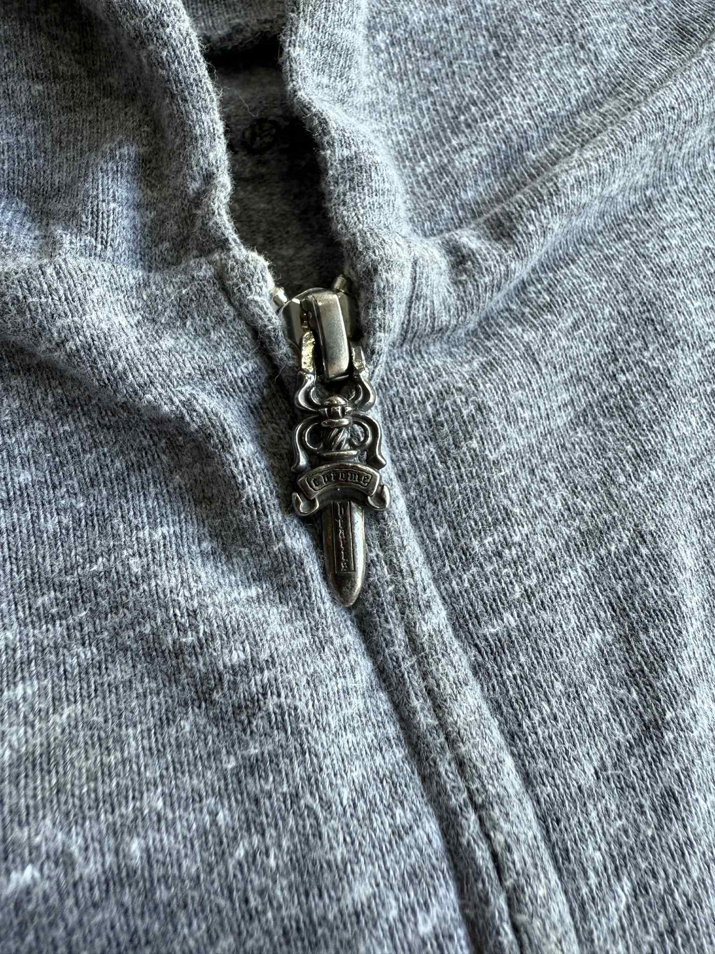 Chrome Hearts Floral Dagger Logo Grey Zip up Hoodie