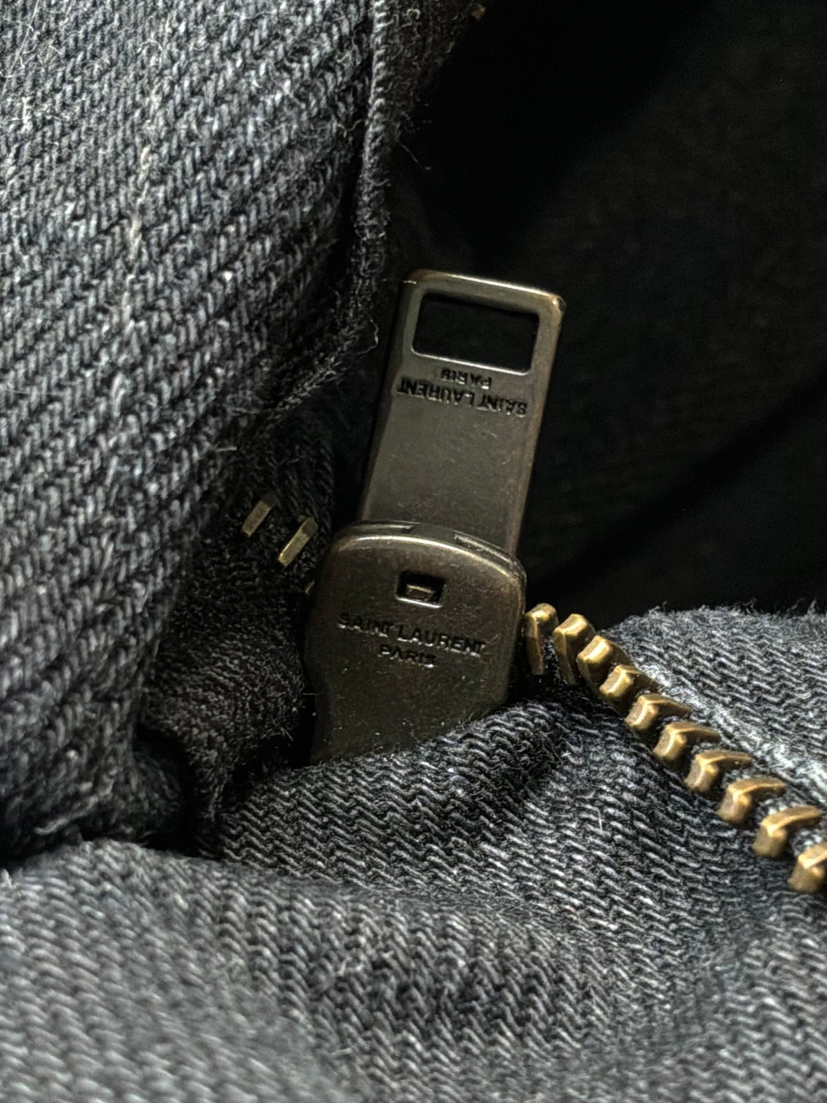 Saint Laurent Paris Washed Black Denim Slim Jeans