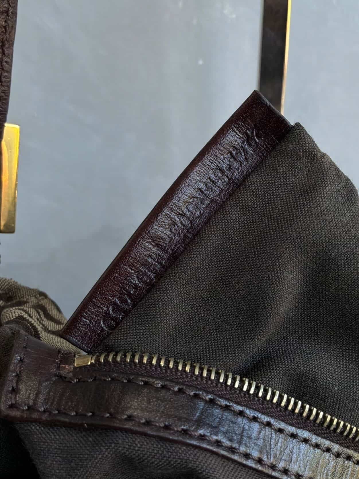 Fendi Zucchino Double Flap Baguette Bag