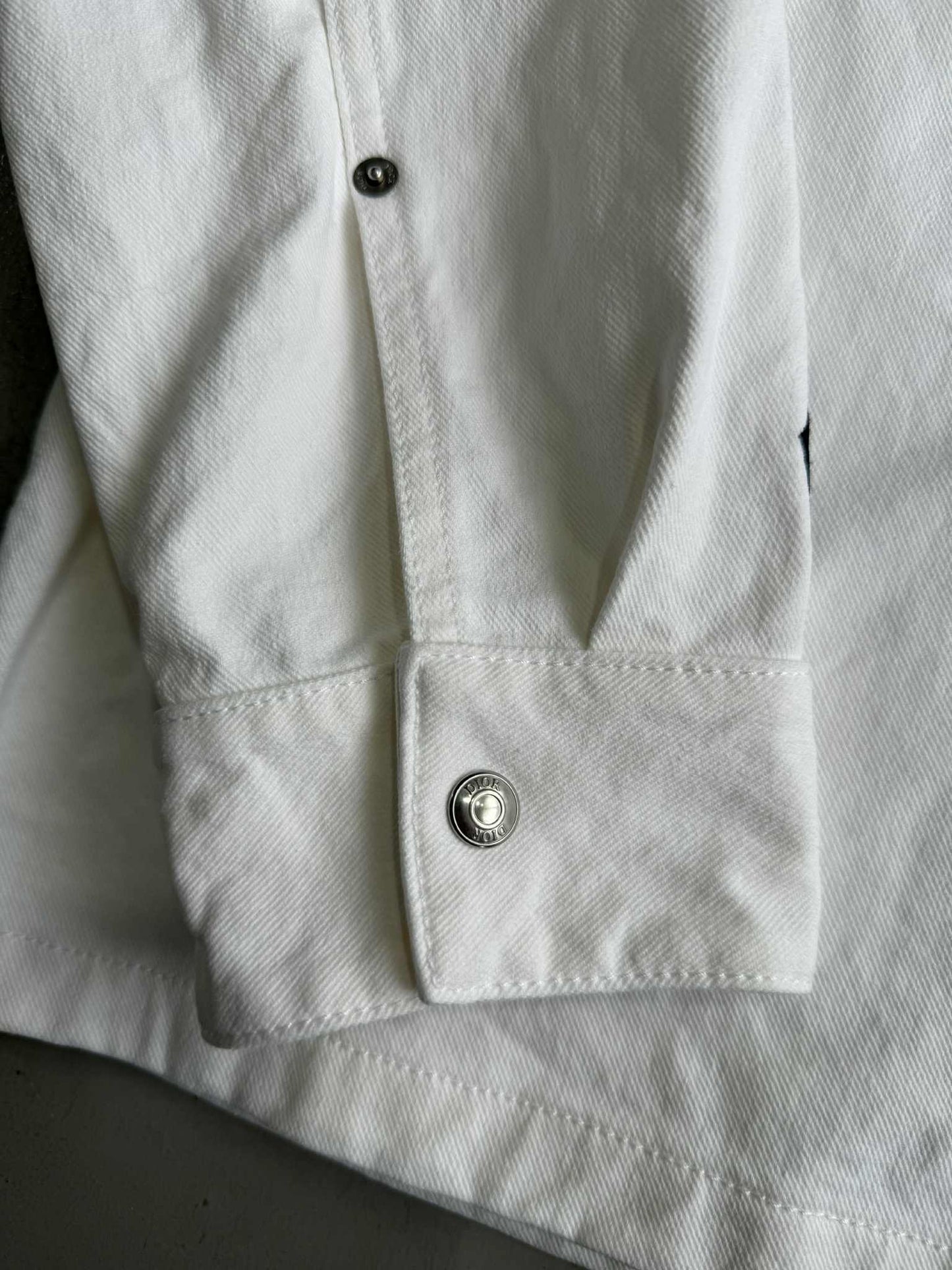 Dior Embroidered Cd Letter Denim White Jackrt